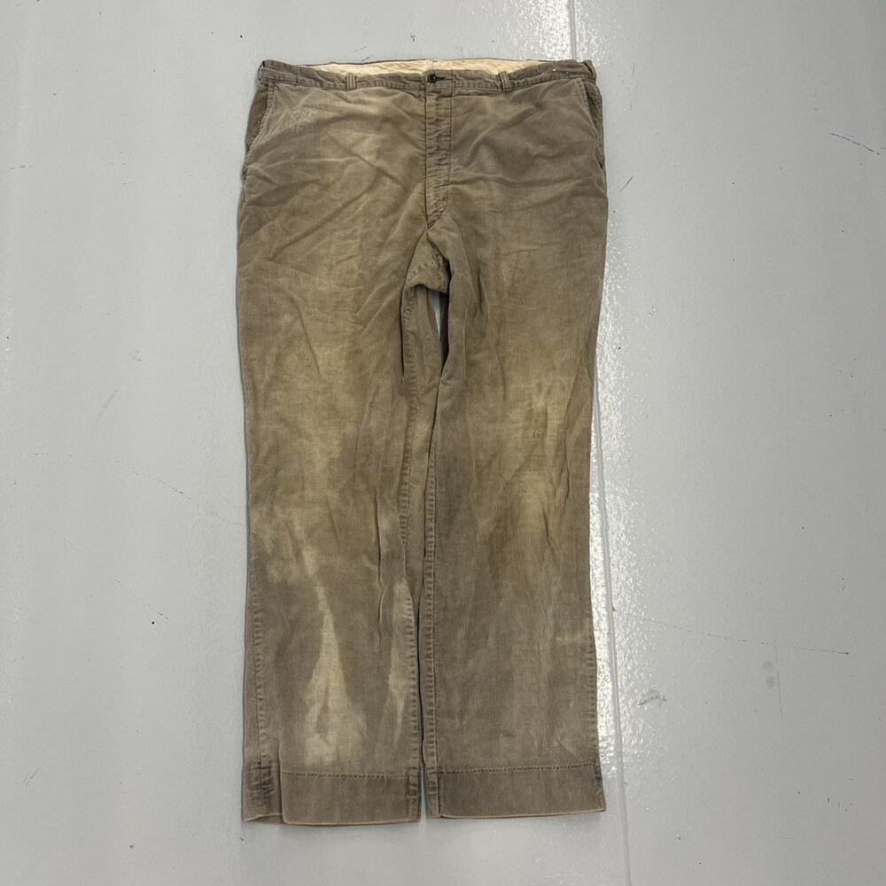 Vintage 50s Beige Thick Workwear Corduroy Pants 40x31